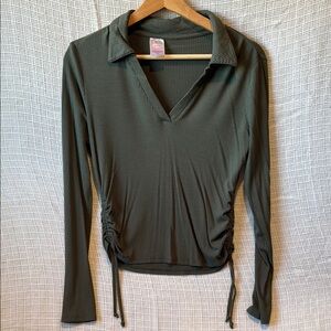Women's Olive Green Long Sleeve Top